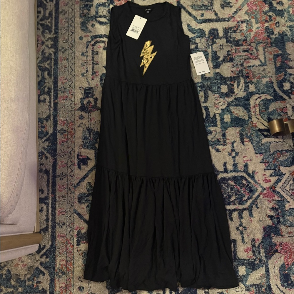Black Dress with rock & roll Lightning Bolt - Picture 2 of 6